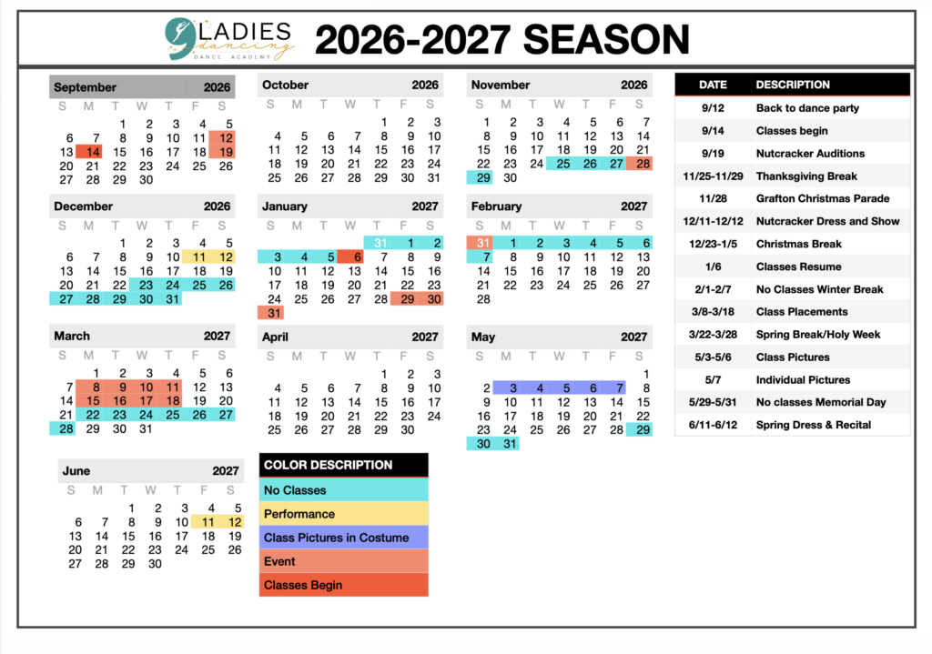 2026-2027 Dance Calendar